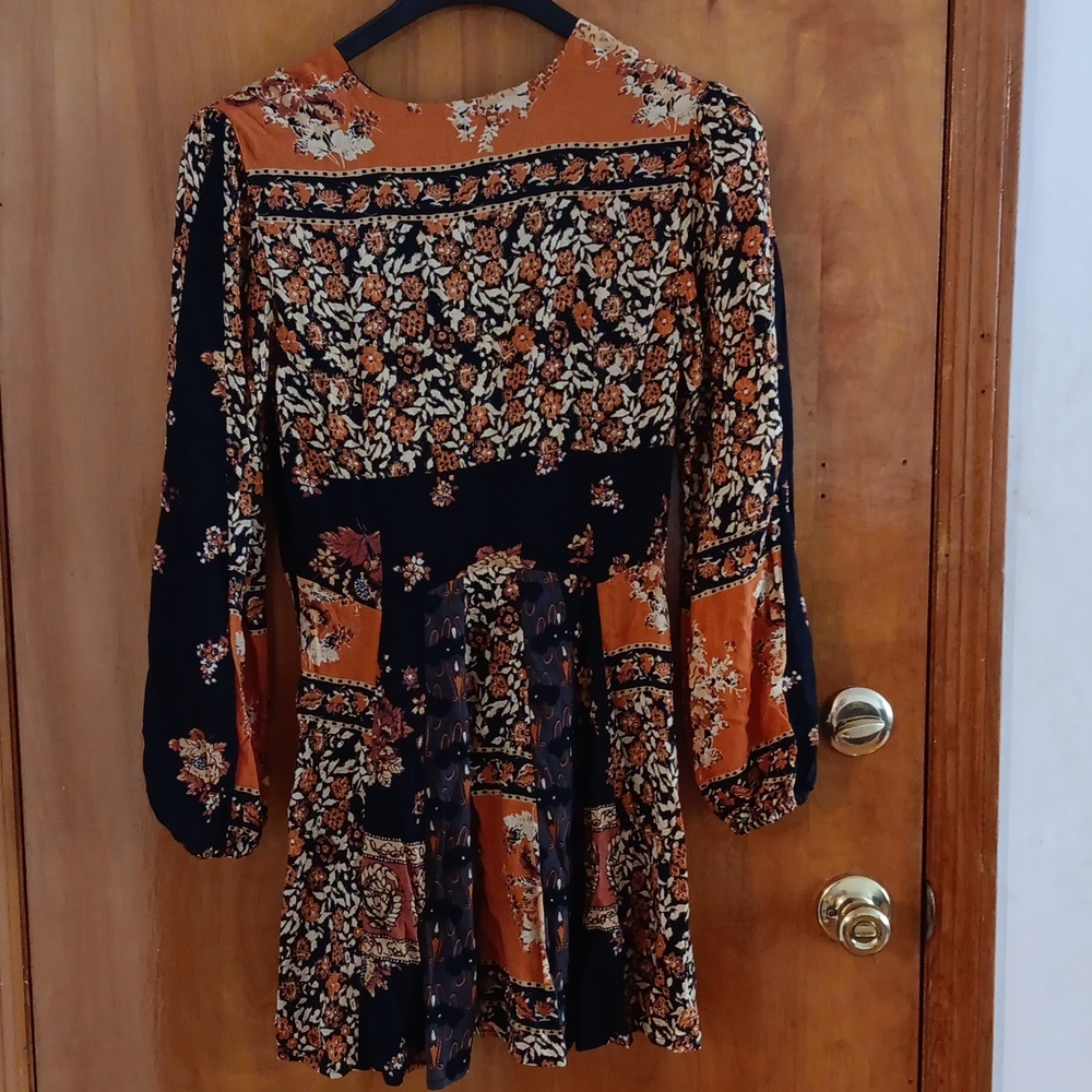 Free People Floral Black and Orange Dress S NWT - Picture 2 of 8